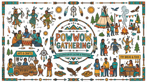 Native American Pow Wow Gathering: Culture, Dance, Crafts, Food