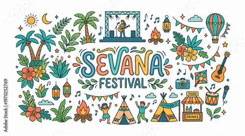 Sevana Festival Celebration Fun Hand Drawn Doodle Art