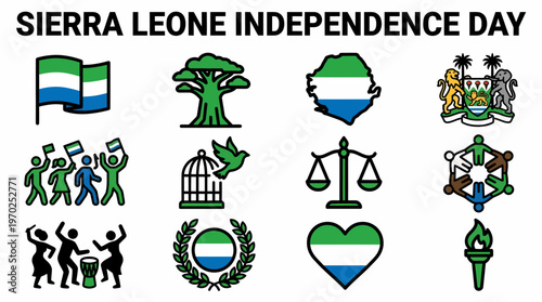 Sierra Leone Independence Day Icons and Symbols