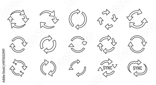 Distressed Refresh and Sync Icons Set - Grunge Reload Arrows Collection