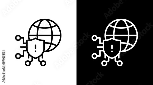 Cyber Risk White Icon Set Design