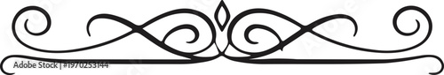 Elegant black ornamental border, decorative swirl design, vector flourish element, page divider