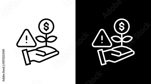 Investment Risk White Icon Set Design