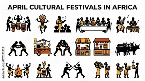 Africa Cultural Festivals April Icons