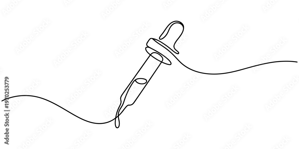 Obraz premium continuous one line drawing Pipette, dropper, laboratory equipment, science icon, line art