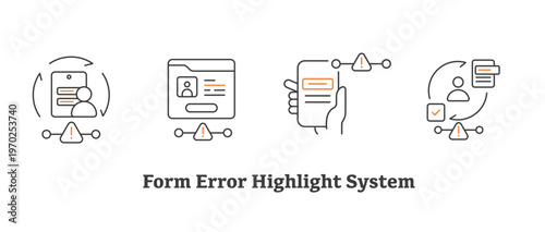 Form Error Highlight System icon, Visual Error Indication and Alert for Invalid Form Fields, Smart Error Detection and Highlighting for Better Form UX icon