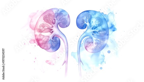 Watercolor Kidney Anatomy Illustration Clean Medical Poster