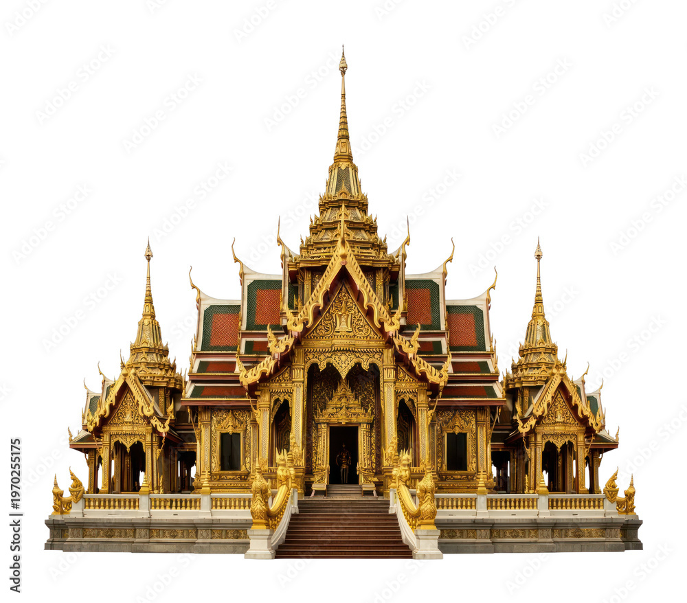 Obraz premium PNG Ornate Thai temple architecture showcased.