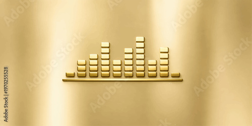 A 3d vector illustration of golden christmas lights creates a professional gold metal design symbol for a technology business art background