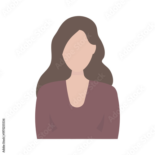 Faceless woman avatar. Illustration of a young girl in brown tones. Vector.
