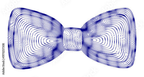 Elegant blue bowtie with intricate wave pattern for formal occasions