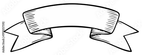 Hand drawn ribbon banner with hatched shading for text or design element vector