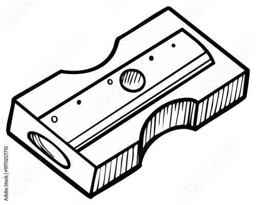 Pencil sharpener single object black and white vector outline sketch. Art supplies, office supplies, drawing illustration.