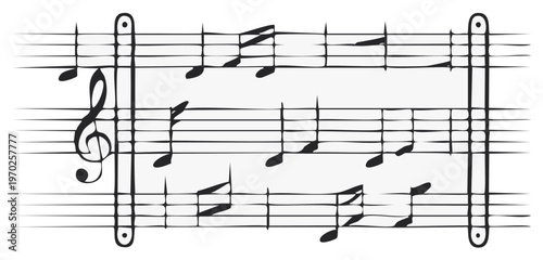 Musical Notation Sheet with Treble Clef and Notes on Lines Music Score for Singing Instrument Sheet