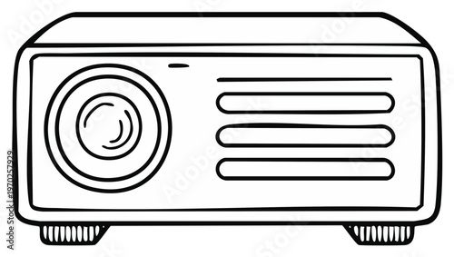 Simple Hand Drawn Line Art Illustration of a Modern Digital Projector