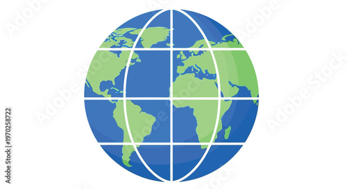 Stylized earth globe with continents and grid lines a simplified world representation