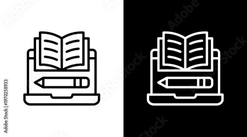 Online Learning White Icon Set Design