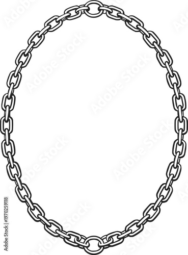 Oval shaped chain frame. Vector outline frame.