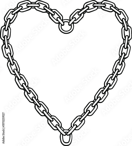 Heart shaped chain frame. Vector outline frame.