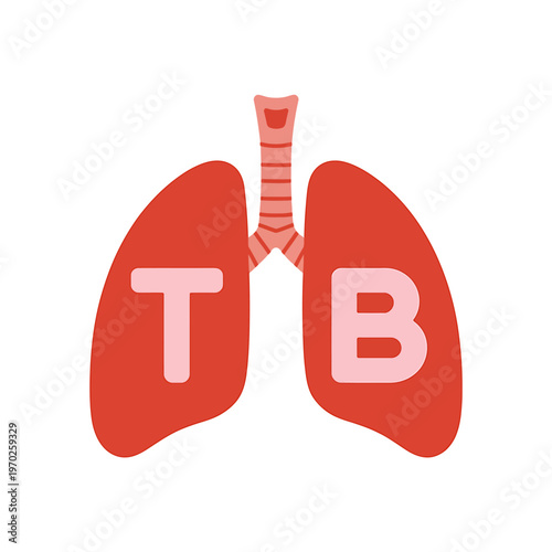 Tuberculosis disease lungs with TB letters on them health concept