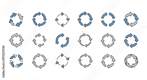 Refresh and Reload Arrow Icons Set: Hand-Drawn Circular Cycle Symbols Collection