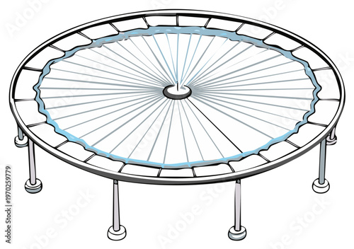 Round mini trampoline rebounder for fitness and exercise vector illustration