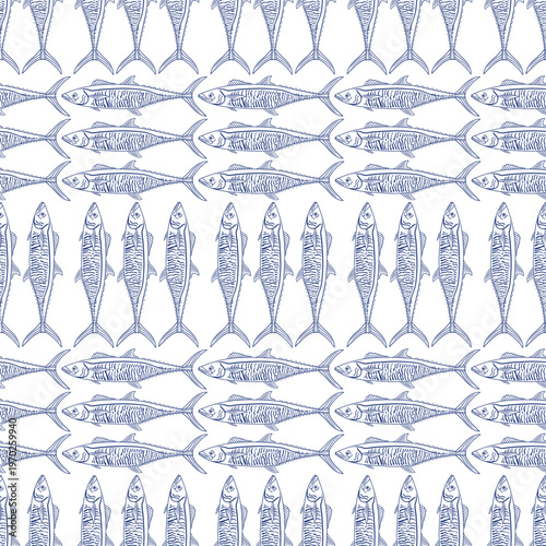 Vector Hand drawn illustration blue colour of summer,coastal,Graphic elements. seamless patterns for fabric, textiles, clothing, wrapping paper, backdrop, banner, illustration, abstract backgrounds.
