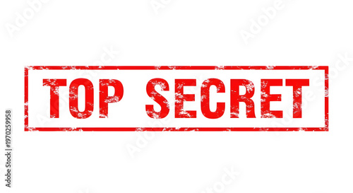 Top secret red stamp on transparent background