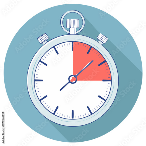 Vintage stopwatch illustration, depicting the time elapsed, with a circular design element