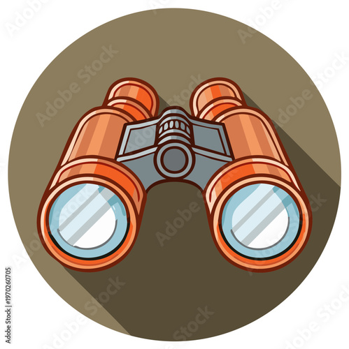 Binoculars illustration, optical instrument, searching and discovery concept