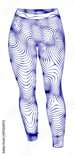 Blue leggings, yoga pants, fitness leggings, activewear, sportswear, vector illustration