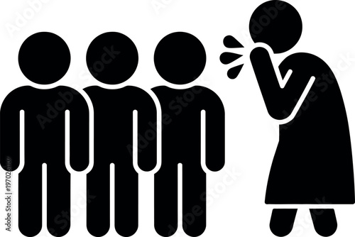 Nurse or healthcare worker taking temperature of three standing patients