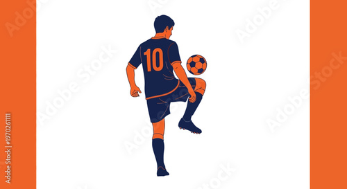 Soccer player kicking ball in action.