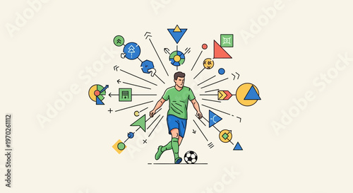Soccer Player Kicking Ball Energetically.