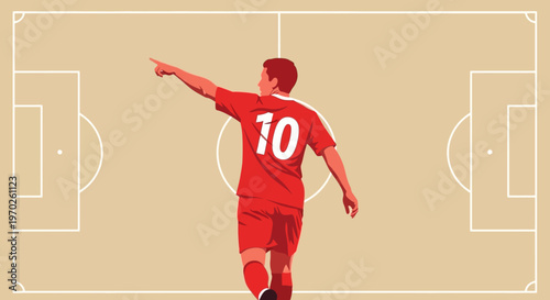 Soccer Player Number Ten Celebrating Goal.