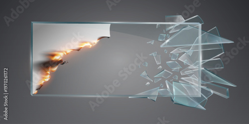 Burning document breaking glass frame concept