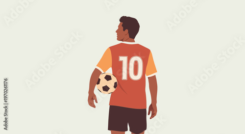 Man holding soccer ball in hand.
