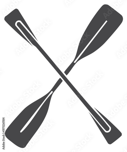 Crossed Paddles Symbol: Rowing, Kayaking, Boating Recreation, Outdoors Vector Icon