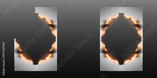 Burning paper frame with fiery border effect