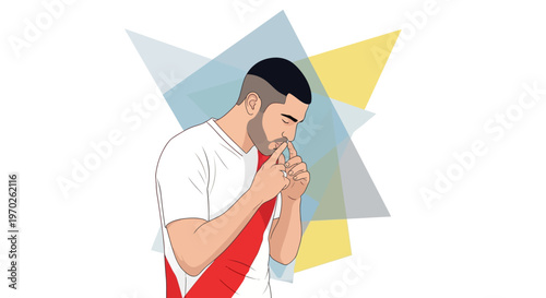 Man Praying with Clasped Hands and Sash.