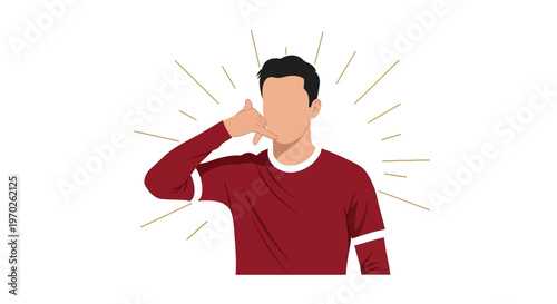 Man Shouting Loudly with Hand Gesture.