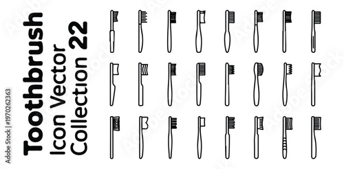 Variety of toothbrush designs and types, oral hygiene cleaning instruments