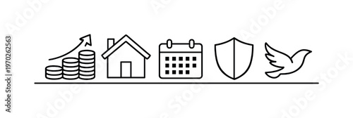 Financial independence planning and passive income strategy for achieving long-term freedom and reducing reliance on active work, coin stack, upward
