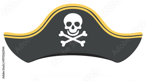 Pirate Hat with Skull and Crossbones Emblem Nautical Adventure Apparel