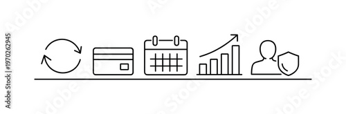 Subscription-based business model and recurring revenue growth strategy for building predictable income streams and customer retention, refresh arrows