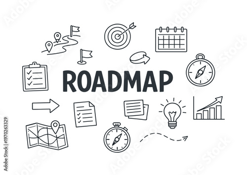 Clear goal roadmap and long-term planning concept focused on mapping milestones, defining direction and tracking progress toward future achievements
