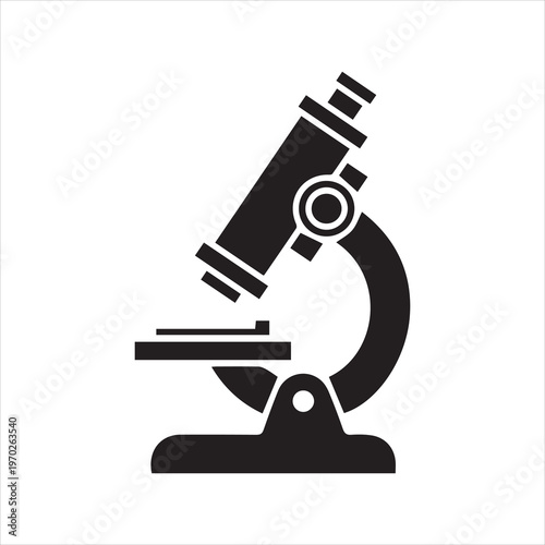 Microscope silhouette icon for science and research.