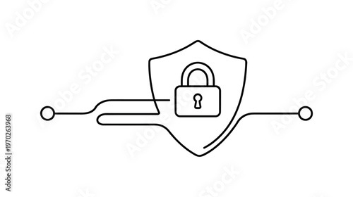 Protected systems and reliable cybersecurity in modern digital infrastructure and online services, a minimal line shaping a network path that smoothly