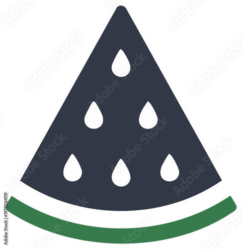 Fresh Watermelon Slice Graphic with Seeds and Green Rind Summer Fruit Illustration