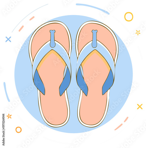 Colorful Summer Flip-flops Illustration Pair Beach Vacation Footwear Graphic